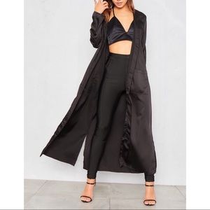 Polyester/Satin Duster Jacket with belt